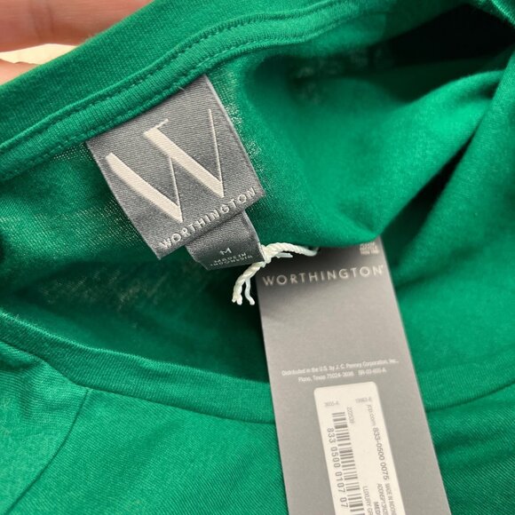 Worthington Puff Sleeve Knit Top Luxury Green Size Medium NWT - Picture 8 of 12
